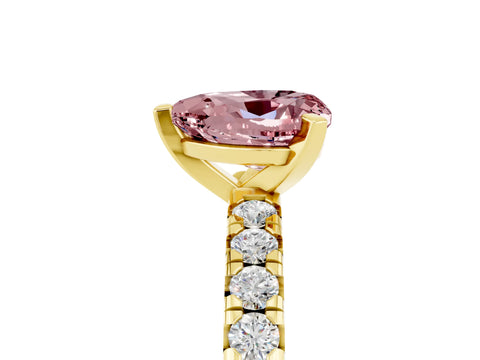 Yellow gold Heart Cut Solitaire Pave Diamond Engagement Ring with Four-Prong Setting_17