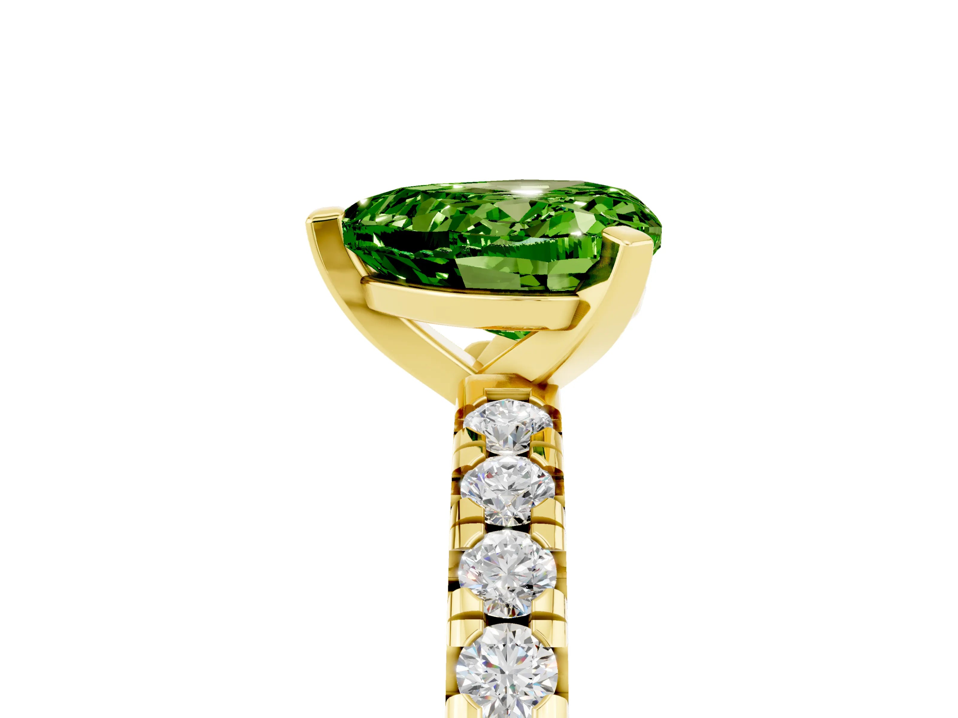 Yellow gold Heart Cut Solitaire Pave Diamond Engagement Ring with Four-Prong Setting_17