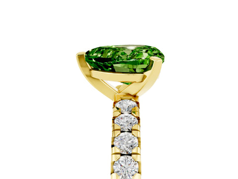 Yellow gold Heart Cut Solitaire Pave Diamond Engagement Ring with Four-Prong Setting_17
