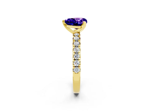 Yellow gold Heart Cut Solitaire Pave Diamond Engagement Ring with Four-Prong Setting_2