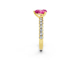Yellow gold Heart Cut Solitaire Pave Diamond Engagement Ring with Four-Prong Setting_2
