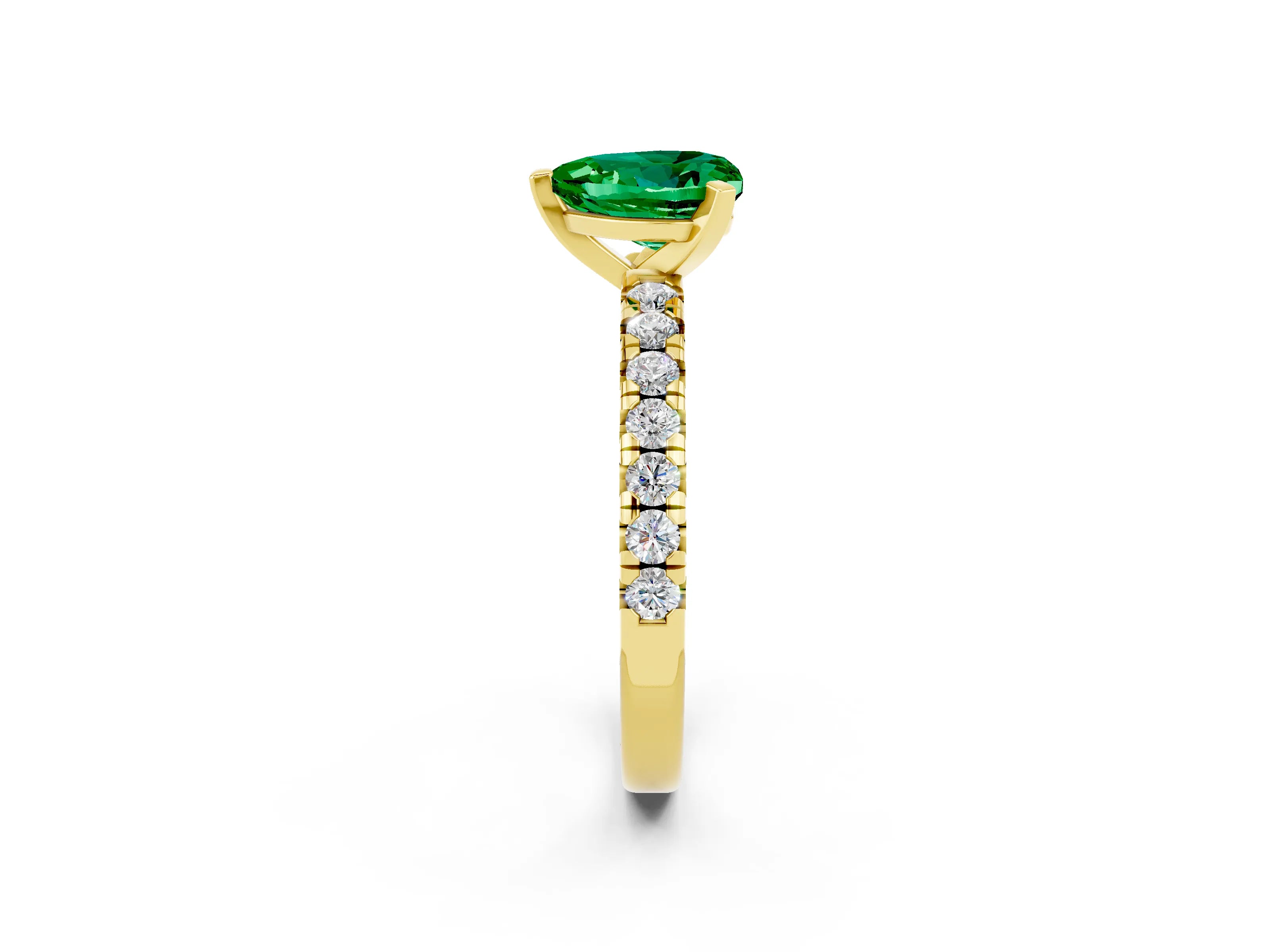 Yellow gold Heart Cut Solitaire Pave Diamond Engagement Ring with Four-Prong Setting_2