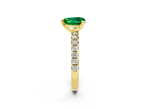 Yellow gold Heart Cut Solitaire Pave Diamond Engagement Ring with Four-Prong Setting_2