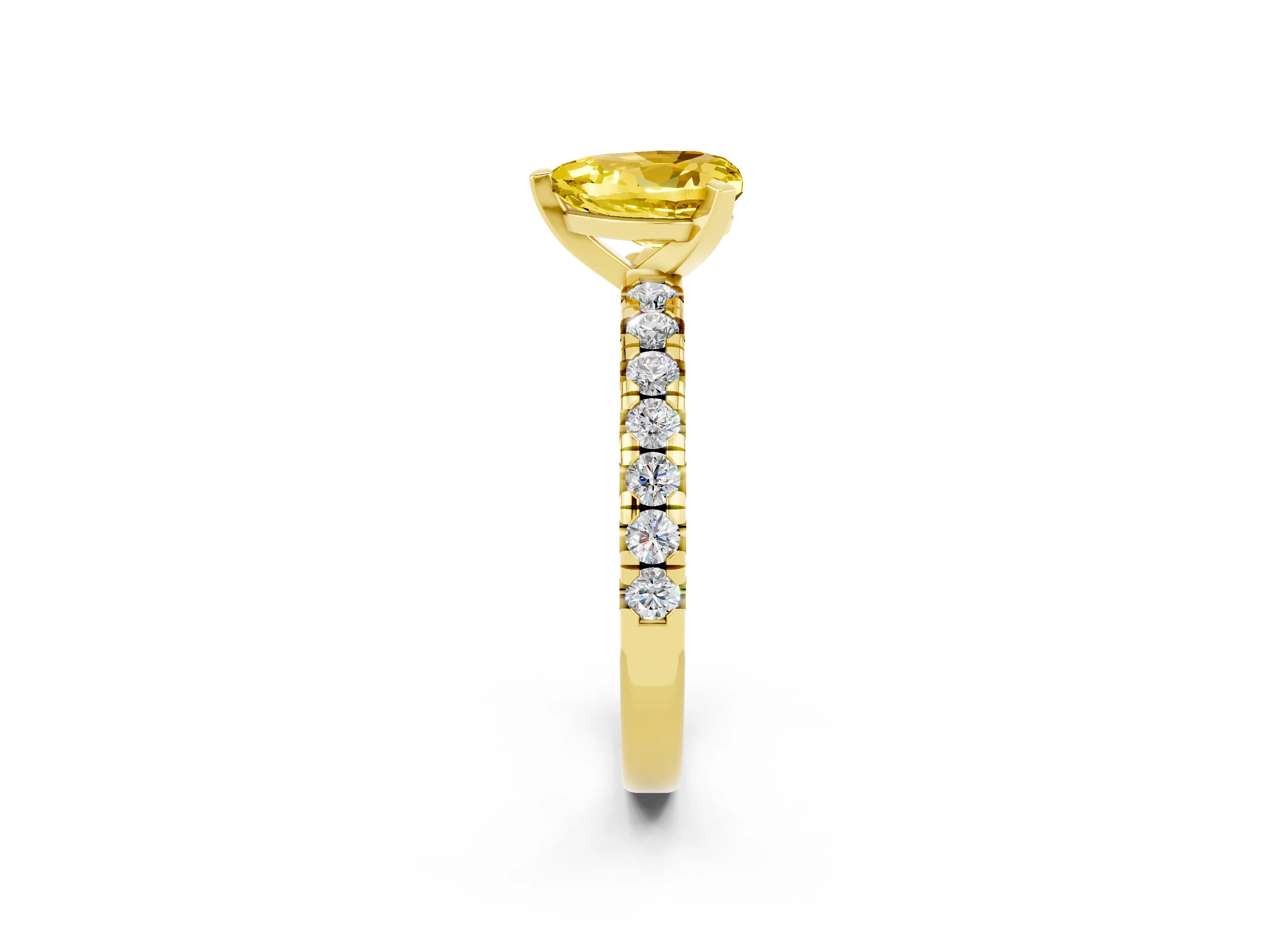 Yellow gold Heart Cut Solitaire Pave Diamond Engagement Ring with Four-Prong Setting_2