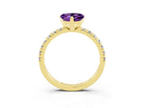 Yellow gold Heart Cut Solitaire Pave Diamond Engagement Ring with Four-Prong Setting_3