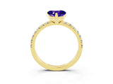 Yellow gold Heart Cut Solitaire Pave Diamond Engagement Ring with Four-Prong Setting_3