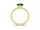 Yellow gold Heart Cut Solitaire Pave Diamond Engagement Ring with Four-Prong Setting_3