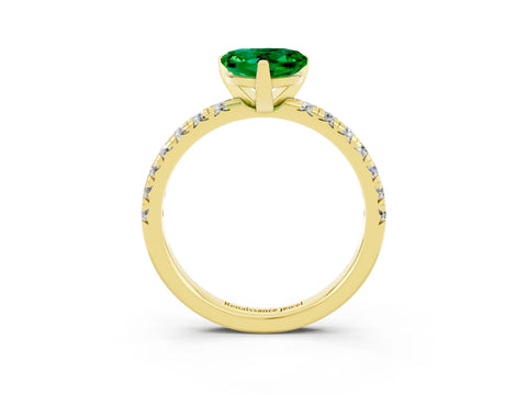 Yellow gold Heart Cut Solitaire Pave Diamond Engagement Ring with Four-Prong Setting_3