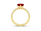 Yellow gold Heart Cut Solitaire Pave Diamond Engagement Ring with Four-Prong Setting_3