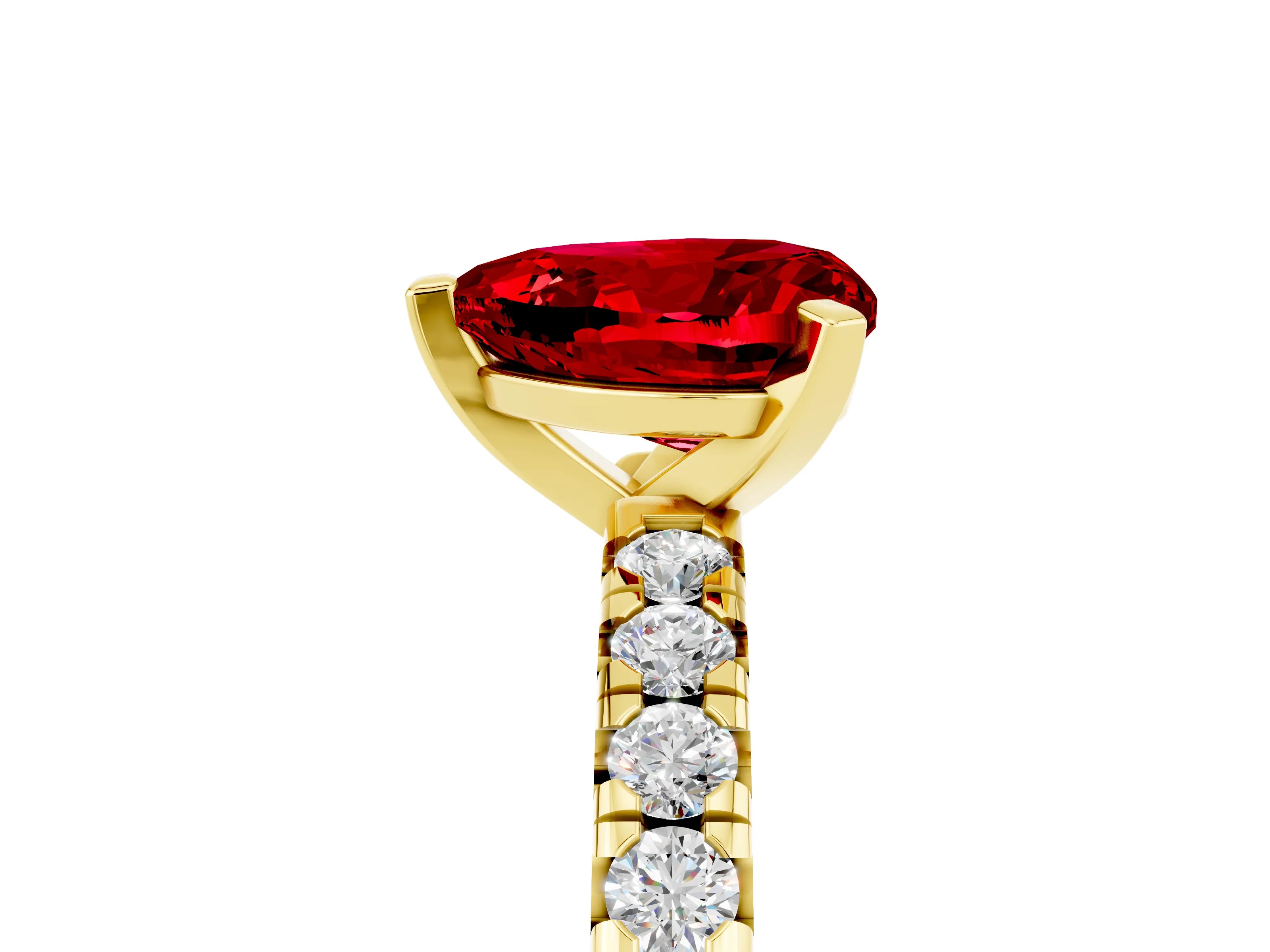Yellow gold Heart Cut Solitaire Pave Diamond Engagement Ring with Four-Prong Setting_5