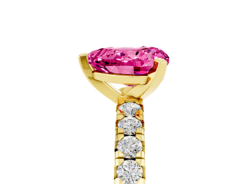 Yellow gold Heart Cut Solitaire Pave Diamond Engagement Ring with Four-Prong Setting_5