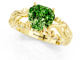 Yellow gold Heart Cut Solitaire Peridot Leaf-Inspired Vine Band Ring with Prong Setting_1