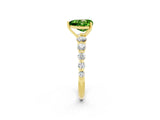 Yellow gold Heart Cut Solitaire Peridot Ring with Pave Band and Four-Prong Setting_2