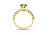 Yellow gold Heart Cut Solitaire Peridot Ring with Pave Band and Four-Prong Setting_3