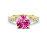 Yellow gold Heart Cut Solitaire Pink Sapphire Ring with Pave Band and Four-Prong Setting_24