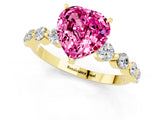 Yellow gold Heart Cut Solitaire Pink Sapphire Ring with Pave Band and Four-Prong Setting_25