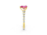 Yellow gold Heart Cut Solitaire Pink Sapphire Ring with Pave Band and Four-Prong Setting_26