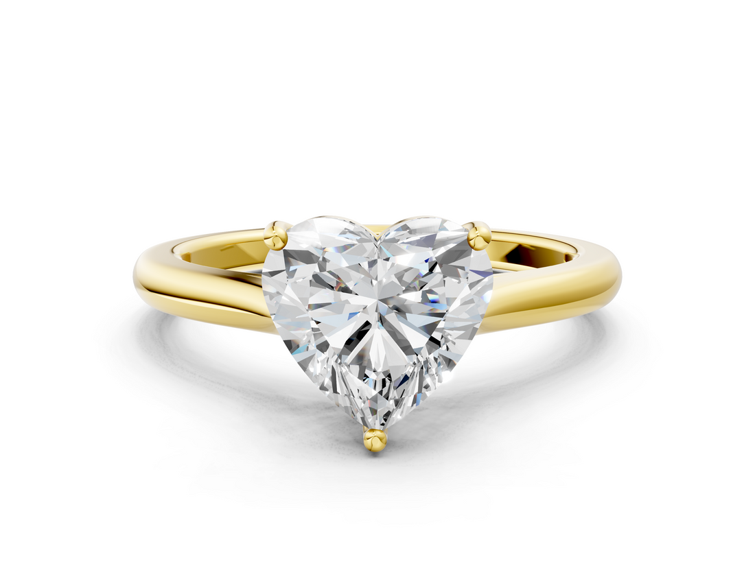 Yellow gold Heart Cut Solitaire Ring with Cathedral Band and Four-Prong Setting_84