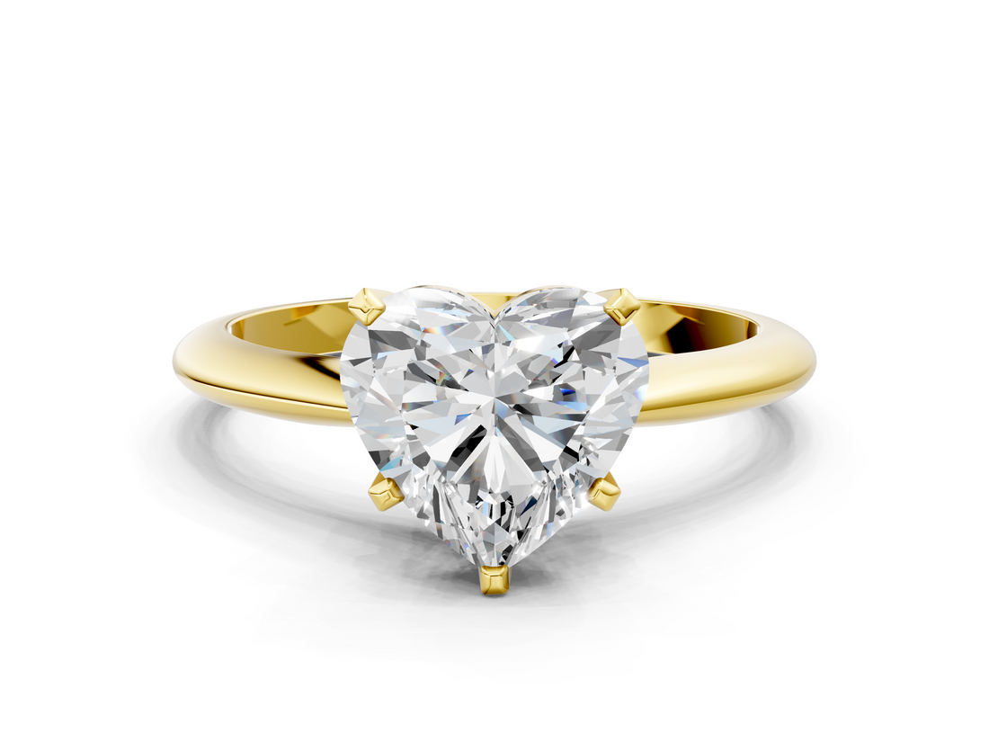 Yellow gold Heart Cut Solitaire Ring with Four-Prong Setting on a Classic Band_40