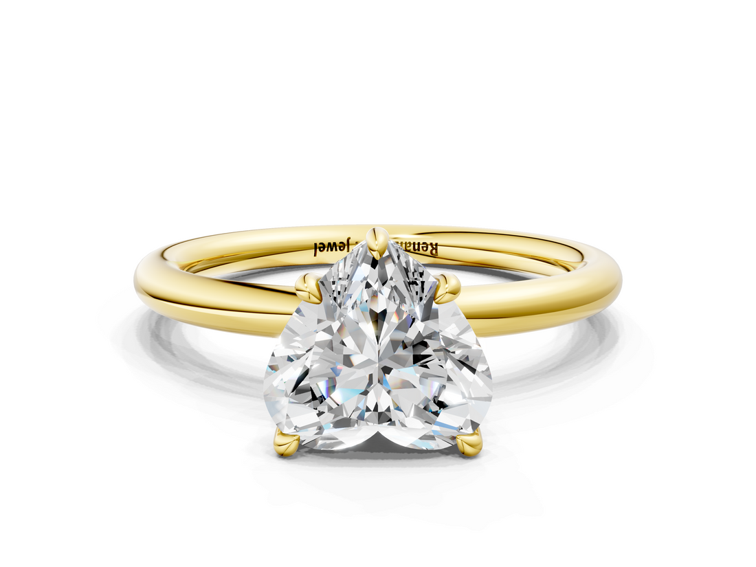 Yellow gold Heart Cut Solitaire Ring with Thin Band and Four-Prong Setting_36