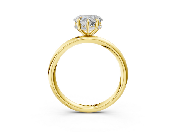 Yellow gold Heart Cut Diamond Solitaire Ring with Thin Band and Four-Prong Setting