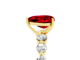 Yellow gold Heart Cut Solitaire Ruby Ring with Pave Band and Four-Prong Setting_5