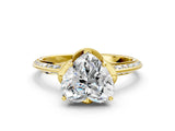Yellow gold Heart Cut Solitaire Split Shank Pave Diamond Engagement Ring with Four-Prong Setting_13