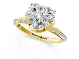 Yellow gold Heart Cut Solitaire Split Shank Pave Diamond Engagement Ring with Four-Prong Setting_14