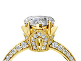 Yellow gold Heart Cut Solitaire Split Shank Pave Diamond Engagement Ring with Four-Prong Setting_17