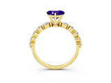 Yellow gold Heart Cut Solitaire Tanzanite Ring with Pave Band and Four-Prong Setting_3