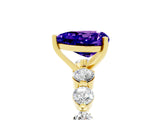 Yellow gold Heart Cut Solitaire Tanzanite Ring with Pave Band and Four-Prong Setting_5