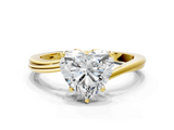 Yellow gold Heart Cut Solitaire Twist Band Ring with Four-Prong Setting_50