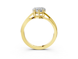 Yellow gold Heart Cut Solitaire Twist Band Ring with Four-Prong Setting_53