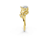 Yellow gold Heart Cut Solitaire Twist Engagement Ring with Leaf Accents and Prong Setting_17