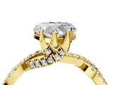 Yellow gold Heart Cut Solitaire Twist Pave Diamond Engagement Ring with Prong Setting_19
