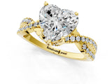 Yellow gold Heart Cut Solitaire Twist Pave Diamond Engagement Ring with Prong Setting_28