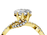 Yellow gold Heart Cut Solitaire Twist Pave Diamond Engagement Ring with Prong Setting_31