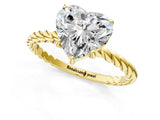 Yellow gold Heart Cut Solitaire Twisted Band 4-Prong Ring_16