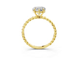 Yellow gold Heart Cut Solitaire Twisted Band 4-Prong Ring_18
