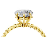 Yellow gold Heart Cut Solitaire Twisted Band 4-Prong Ring_19