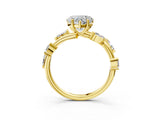 Yellow gold Heart Cut Solitaire Twisted Band Marquise Accent Prong Setting Ring_6