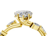 Yellow gold Heart Cut Solitaire Twisted Band Marquise Accent Prong Setting Ring_7