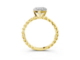 Yellow gold Heart Cut Solitaire Twisted Band with Four-Prong Setting_100
