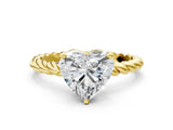 Yellow gold Heart Cut Solitaire Twisted Band with Four-Prong Setting_97