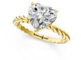 Yellow gold Heart Cut Solitaire Twisted Band with Four-Prong Setting_98
