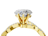 Yellow gold Heart Cut Solitaire Twisted Pave Band with Four-Prong Setting_8