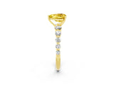 Yellow gold Heart Cut Solitaire Yellow Sapphire Ring with Pave Band and Four-Prong Setting_26