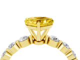 Yellow gold Heart Cut Solitaire Yellow Sapphire Ring with Pave Band and Four-Prong Setting_28