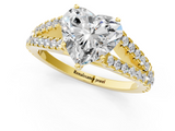 Yellow gold Heart Cut Split Shank Pave Diamond Engagement Ring with Four-Prong Setting_29