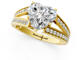 Yellow gold Heart Cut Split Shank Pave Diamond Ring with Four-Prong Setting_33